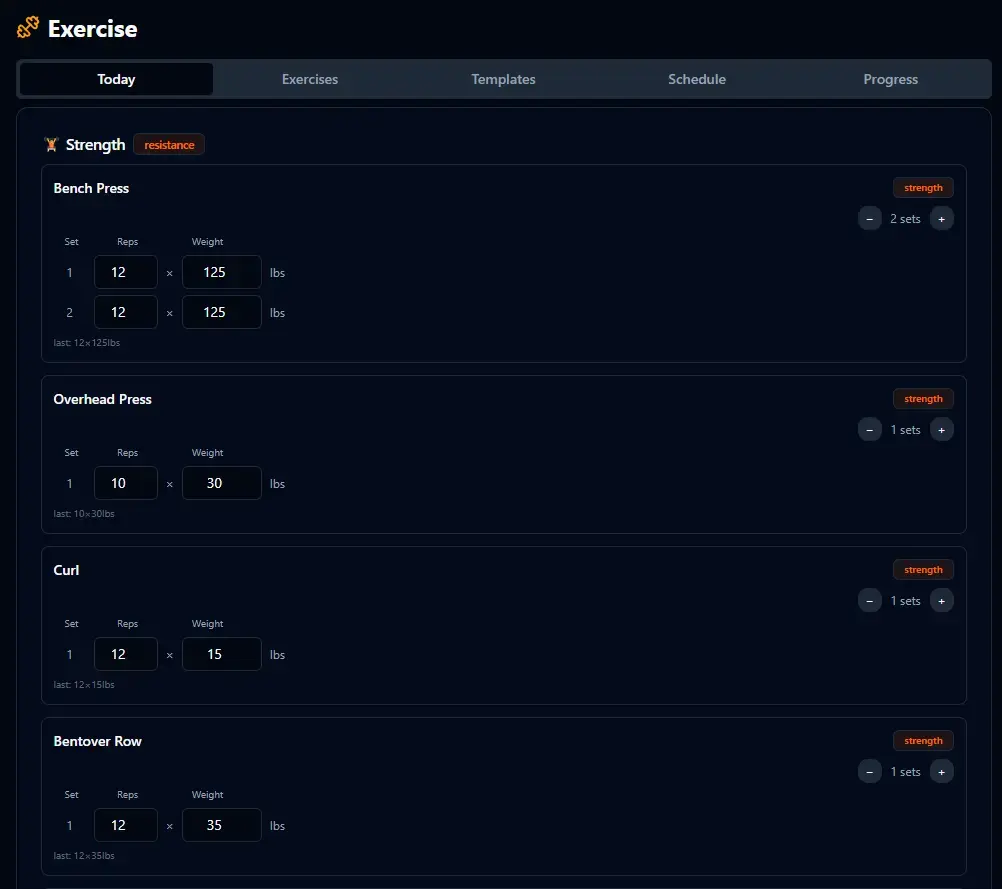 BitHustle dashboard showing today's exercise card